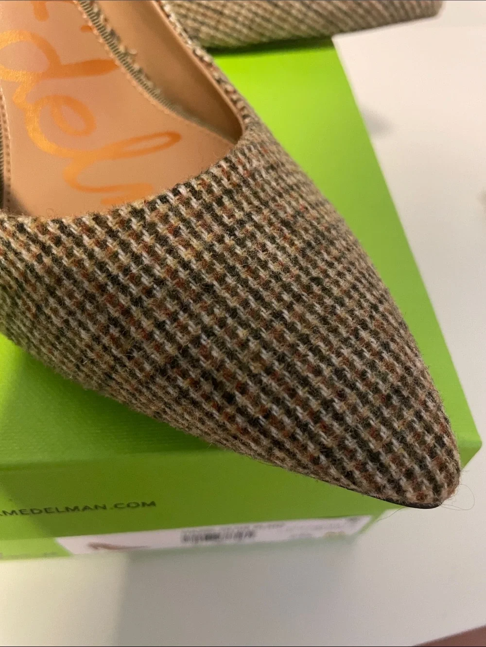 Sam Edelman Brown Houndstooth Pointed-Toe Heels